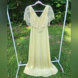 Elegant Yellow Cape Gown